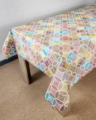 Produktbild von Wachstuchtischdecke 140x100 cm - Bunte Kreise - Wachstischdecke mit wasserabweisender und lebensmittelecht PVC-Beschichtung - Outdoor-Tischdecken für Garten, Küche - Tischdecke wetterfest