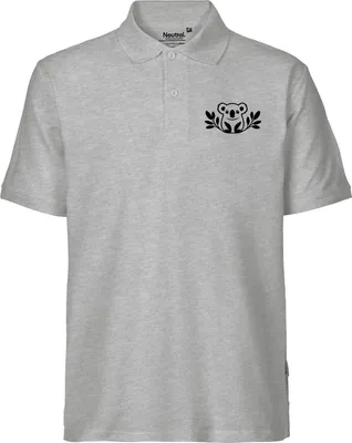 Produktbild von Huuraa Herren Polo Shirt Koala Silhouette L Sport Grey Bio Baumwolle Fairtrade Poloshirt Geschenkidee