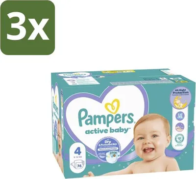 Produktbild von Pampers – Windeln – Baby Dry Größe 4 – 76 Windeln - Vorteilspack - 3 Stücke