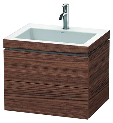 Produktbild von Waschtischunterbau L-CUBE m WT Vero Air 500x600x480mm 1 HL NB du 1 Hahnloch nussbaum dunkel