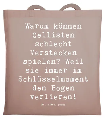 Produktbild von Mr. & Mrs. Panda Shopping Tasche Spruch Cello Schlüsselmoment - Braun Pastell - Geschenk, Lernen, Musikinstrument, Instrument, Jutebeutel, Streichinstrument, Orchester