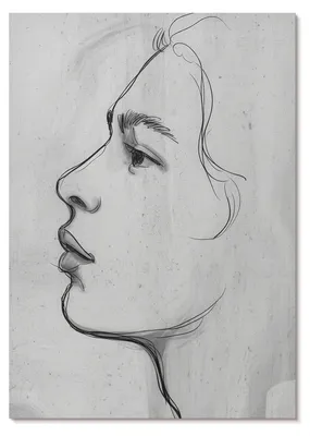 Produktbild von POSTER - 29x42 cm (A3) - Obliqee - Minimalistische Gesichtskontur, moderne Skizze - Wandbild für Wohnzimmer Schlafzimmer & Flur, Modernes Poster Wanddeko, Ungerahmt