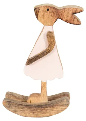 Produktbild von Clayre & Eef Figur Kaninchen 14x7x25 cm Braun Rosa Holz