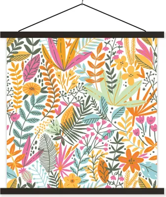 Produktbild von MuchoWow® Textilposter Sommer - Blumen - Pflanzen 90x90 cm mit schwarzem Rahmen - Magnetisches
