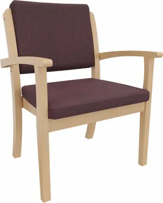 Produktbild von Schwerlaststuhl Alexander XXL – Stuhl mit Armlehnen für Schwergewichtige bis 250 kg – 46cm Sitzhöhe.Stoffbezug:Stoff Kariba Bordeaux,Bodengleiter:Kunststoff Weiss