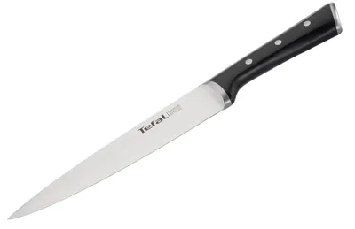 Produktbild von Tefal Tranchiermesser Edelstahl Schwarz 19,8 cm, mit Handschutz, spülmaschinengeeignet, Iceforce-Technologie, korrosionsgeschützt und robust, ideal zum Tranchieren und Hacken