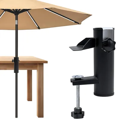 Image de Support de parasol pour balcon, pince de fixation pour balustrade, pour parasols de diamètre 38 mm, pour une utilisation en extérieur