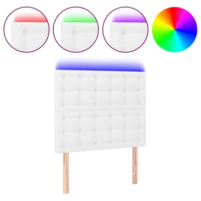 Obrázek produktu pro vidaXL LED čelo postele bílé 80x5x118/128 cm Imitace kůže