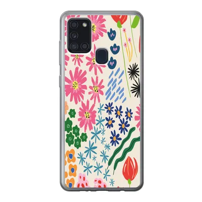 Produktbild von MuchoWow® Handyhülle Schutzhülle Hülle für Samsung Galaxy A21s Blume - Blätter - Feldblumen Silikon Softcase Handy Hülle - Hartschale