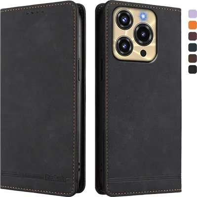 Produktbild von Hülle für Oukitel C69, Retro Kunstleder Ständer Klapphülle mit Kartenfächer und Magnetische Schwarz