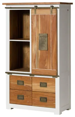 Produktbild von MASSIVMOEBEL24.DE Schrank Mango 90x45x150 weiß lackiert RAILWAY #513
