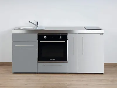 Produktbild von Stengel Miniküche MPB 180A Edelstahl mit Kühlschrank, Backofen, Apothekerschrank