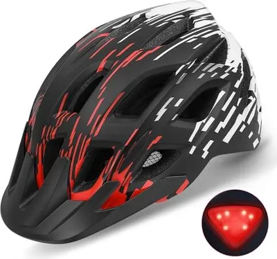 Produktbild von Fahrradhelm Erwachsene mit Visier und LED, 21 Belüftungsöffnungen, Damen, Mountain- Rennradhelm für Herren verstellbare Größe 57–61 cm