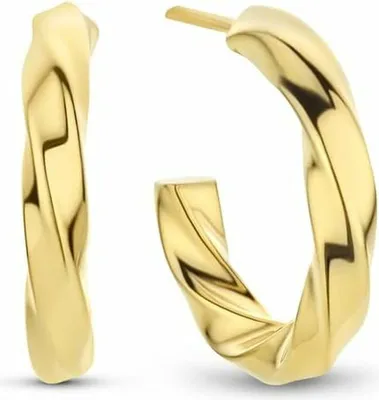 Produktbild von New Bling 9NB-0658 - Halbe Silberohrringe - Damen - gedreht - 19 x 3,5 mm - Pouchette - vergoldet (vergoldet/Gold auf Silber)