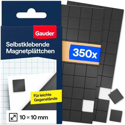 Obrázok produktu pre Magnetické prvky na lepenie, magnetické pliešky (10x10x2 mm - 350 kusov)