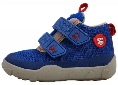 Image de Affenzahn, chaussures pour enfants, modèle "Wal", pour garçons, bottines, fermeture à velcro, chaussures pieds nus, couleur bleue, pour le quotidien