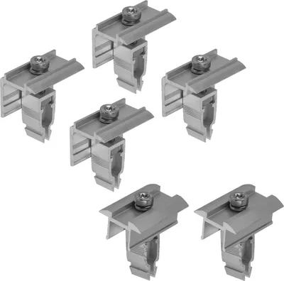 Produktbild von ALU 2x Mittelklemmen + 4x Endklemmen silber 30-45mm Solar Befestigung