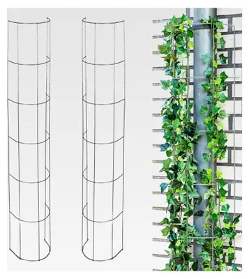 Produktbild von Rankgitter aus Metall für Fallrohre - 2 Stück - halbrundes Pflanzengitter
