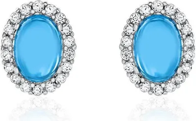 Produktbild von Ovale Ohrstecker für Damen von Unique aus 9K Weißgold mit Zirkonia
