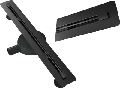 Immagine prodotto di Granitan - Canaletta per doccia - Scarico per doccia - 60 cm - Nero - Per piastrelle - Acciaio inossidabile - Scarico a pavimento - LUNO