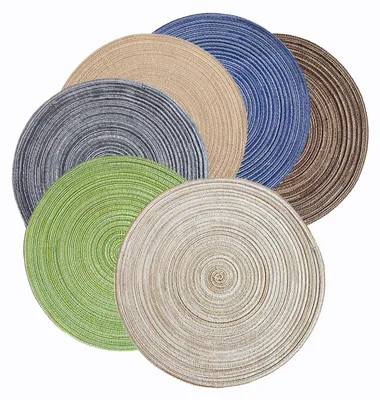 Gewebte Platzsets, 6 Stück, rund, 30 cm, waschbar, rutschfest