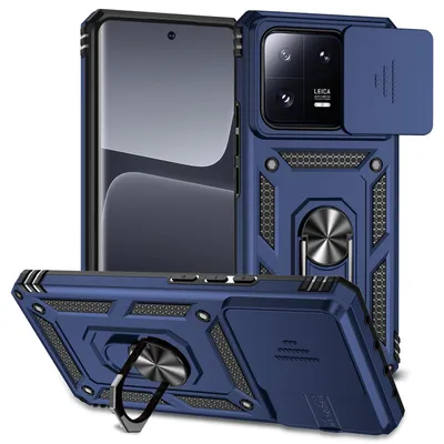 Obrázek produktu pro Pouzdro pro Xiaomi 13 Pro dvouvrstvé pouzdro s posuvným krytem kamery a prstencovým stojánkem modré