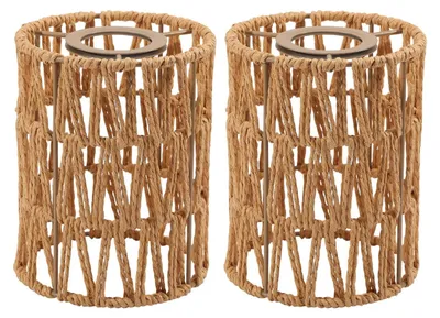 Image de Set de 2 abat-jours en rotin pour lampes suspendues et lampes de table