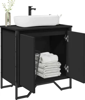 Immagine prodotto di Maison Exclusive - Mobile lavabo nero 60x35x60 cm Materiale ligneo
