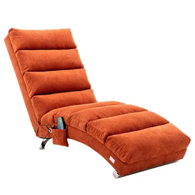 Produktbild von LVHOM 5-in-1 Funktion Polsterliege Chaiselongue Relaxliege, Liegesessel mit Schlafen- und Vibrationfunktion, Bodenstuhl aus Leinenbezug, Orange