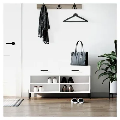 Produktbild von Schuhbank in Weiß 102x35x55cm aus Holzwerkstoff