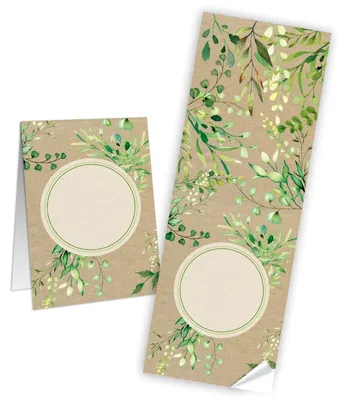 Produktbild von Logbuch-Verlag 10 Geschenkaufkleber natur braun grün Blätter 7,2 x 21 cm beschriftbare Sticker Etiketten f. Geschenke Geschenkverpackung Hochzeit Geburtstag10 Stück