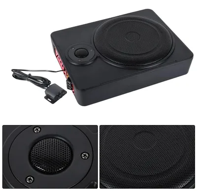 Zdjęcie produktu dla Subwoofer samochodowy montowany pod siedzeniem – aktywny – ultrapłaski i kompaktowy – wbudowany wzmacniacz – pasmo przenoszenia 40 Hz–20 kHz – impedancja 2,6 Ω – czarny