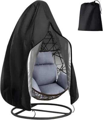 Produktbild von Hängesessel Abdeckung Hängestuhl Schutzhülle Ei-Stuhlbezug Patio Outdoor Swing Egg Chair Cover Wasserdicht Anti-Staub mit Reißverschluss 210D Oxford Hängekorb Schwingsessel Abdeckhauben 200 x 230 cm