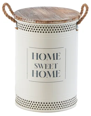 Zdjęcie produktu dla Kobolo kosz na pranie HOME rozmiar M 34x47 cm wykonany z metalu i drewna - z pokrywą i uchwytami Kosz na pranie Kosz na pranie Kosze dekoracyjne Kosze do przechowywania Pokój dzienny