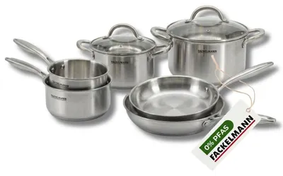 Image de Batterie de cuisine avec 2 poêles 24/28 cm 2 casseroles 14/18 cm et 2 faitouts 20/24 cm sans PFAS Fackelmann Vita3