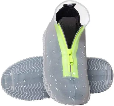 Produktbild von Wasserdichte Überschuhe – 2 Paar – Silikon-Schuhüberzieher mit Reißverschluss – Rutschfest, robust und wiederverwendbar – Größe 39–42 – Weiß