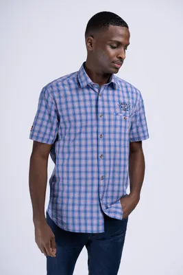 Image de Chemise à manches courtes homme coupe étroite HOLMBUSCH Navy/Ice M Lonsdale