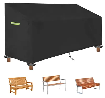 Image de Housse de protection pour banc de jardin, dimensions 165 x 67 x 65/91 cm, résistante aux intempéries, avec cordon de serrage