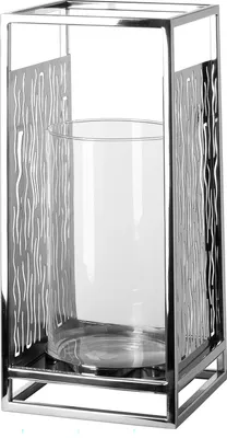Produktbild von Fink NICOSA, Windlicht mit Glas, Edelstahl , Glas, silberfarben, L. 19 cm, B. 19 cm, H. 40 cm 146231