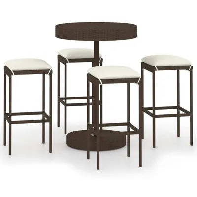 Produktbild von vidaXL 5-tlg. Gartenbar-Set mit Kissen Poly Rattan Braun