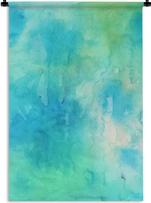 Produktbild von MuchoWow® Wandteppich Wandbehang Aquarell - Grün - Blau - Weiß 60x90 cm Tapisserie Dekoration Wandtuch - Foto-Teppich - Abwaschbar
