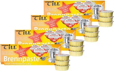 Produktbild von TILL Sicherheits-Brennpaste Brenngel 4X 3er-Set à 80 g (12 Stück) für Fondue &Co