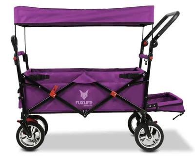 Produktbild von FUXLIFE by FUXTEC Bollerwagen FX-CT800 Komfort faltbar - Purpur | Transportwagen mit Sonnendach |  Innenraumverlängerung Purpur