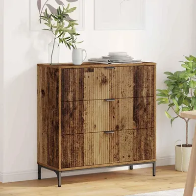 Image de vidaXL Sideboard vieux bois 79,5 x 33 x 82 cm Matériau dérivé du bois