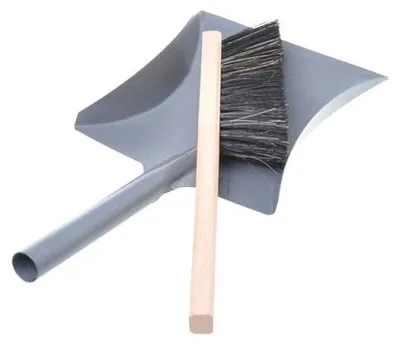 Produktbild von Aqbau Handfeger und Schaufel Set 34 cm – Kehrblech und Handfeger aus Metall, pulverbeschichtete Kehrschaufel mit Metallgriff, Kehrschaufel Set
