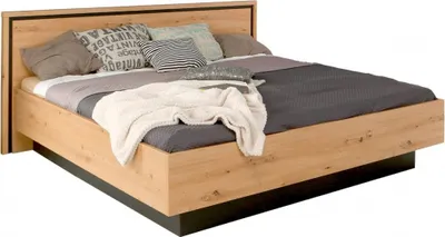 Produktbild von Bettgestell - Artisan Eiche Nachbildung - Schwarz - 180 x 200 cm - mit Kopfteil