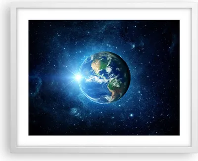Produktbild von Gerahmtes Poster - Weißer Rahmen - Erde Universum Sterne Galaxie - 50x40 cm - Wand Bild - Wanddeko - Wandbilder - Wandposter - Bilderrahmen - Bilder - Kunstdruck - Wandbild - P2WAA50x40-2943