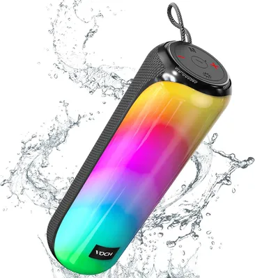 Image de Enceinte avec éclairage RGB, son stéréo, Bluetooth 5.3, appairage TWS, étanchéité IPX7, autonomie de 20 heures, son puissant pour les fêtes, les activités en plein air, le camping et les voyages