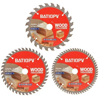 Obrázok produktu pre Pílový kotúč 160 x 20 mm (24/40/60 zubov) – 3-dielna sada, určený na drevo, drevotriesku, preglejky a tvrdé drevo