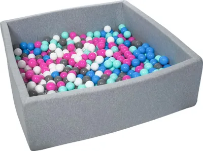 Image de Piscine à balles pour enfants, 20x120 cm, aire de jeux + 600 balles blanches, bleues, roses, grises, turquoises